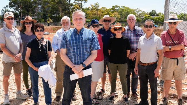 Craig Pickering with members of the Glenside Development Action Group at the site of a proposed 20-storey high-rise in Glenside. Picture: Tim Joy