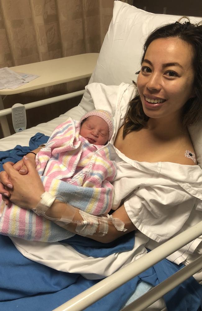 North Coast mum Claire Lozano was thrilled to meet Trinity - but says her birth was a “traumatic” ordeal. Picture: Supplied