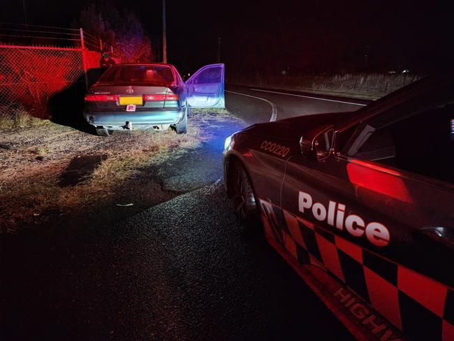 A police car behind the P-plater after he was pulled over. Picture: NSW Traffic &amp; Highway Patrol Facebook