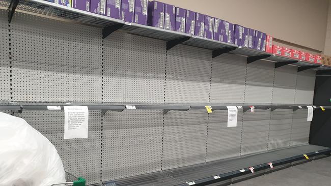 Woolworths at Elanora sold out of toilet paper. Photo: Facebook