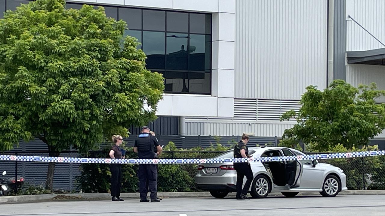 Police at the Amart store following the police incident.