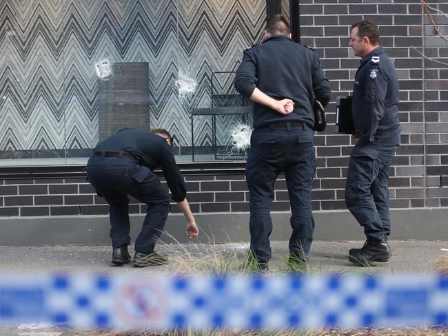 The shop was shot up in the early hours of Thursday morning. Picture: David Crosling