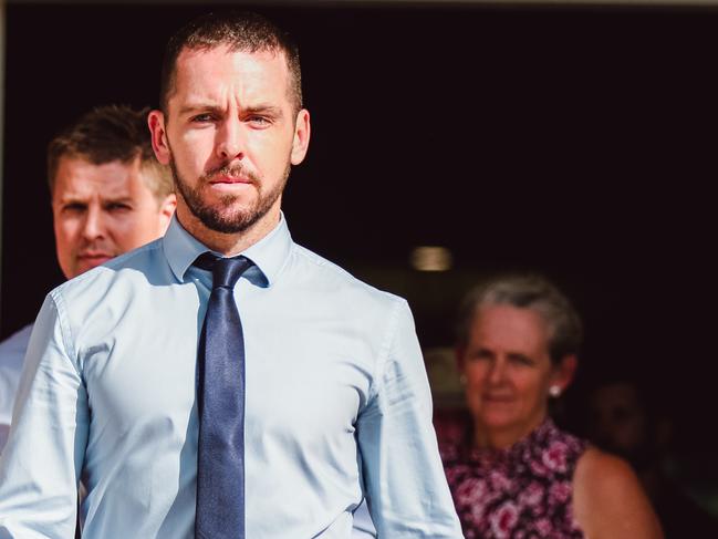 Zach Rolfe outside the Supreme Court in Darwin before his acquittal in March 2022. Picture: Glenn Campbell