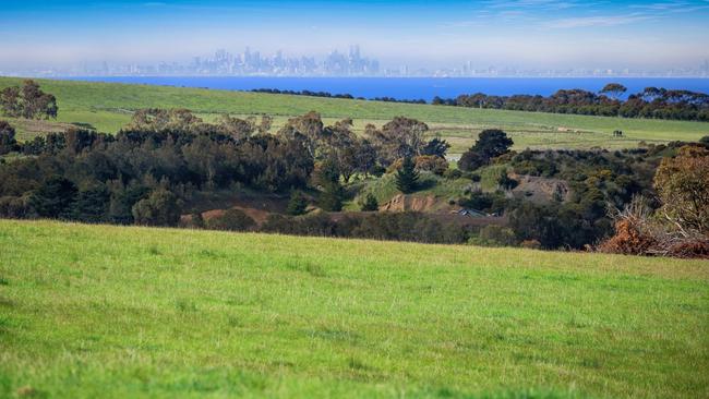 The views of the Melbourne skyline from 425 Murradoc Rd, Drysdale.