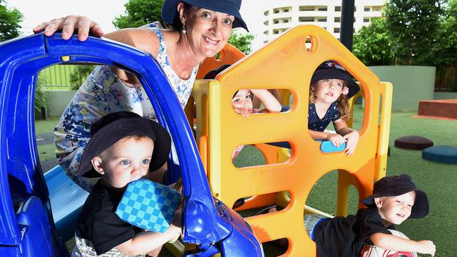 New government childcare ratios mean some centres will increase fees from January 1st - NOT Le Creche which already operates within new ratios. Director, Louise de Bomford-Scott enjoys some play with the little people, Nash Cameron, Alexi Van Nieuwburg, Annie Hewitt and Hayden Cavenagh.