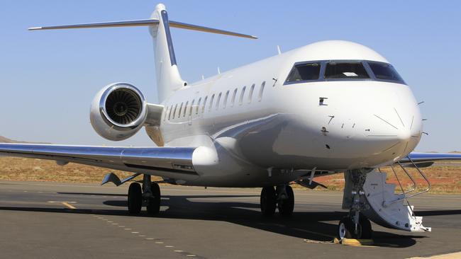 Clive Palmer’s 2008 Bombardier Global Express at Karratha Airport in 2012. Picture: Bruce Long