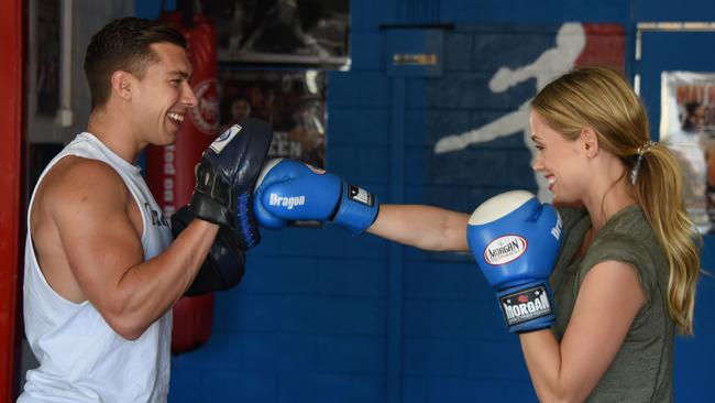 Ian D'Andrade training Emma Victoria Lane at his gym in Bundall. Photo: Steve Holland