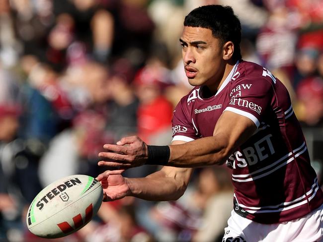 The Sea Eagles have kicked off contract talks with Lehi Hopoate. Picture: Getty Images