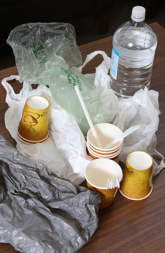 Single-use plastics like coffee cups, straws and balloons could be banned by 2023. Picture: David Crosling