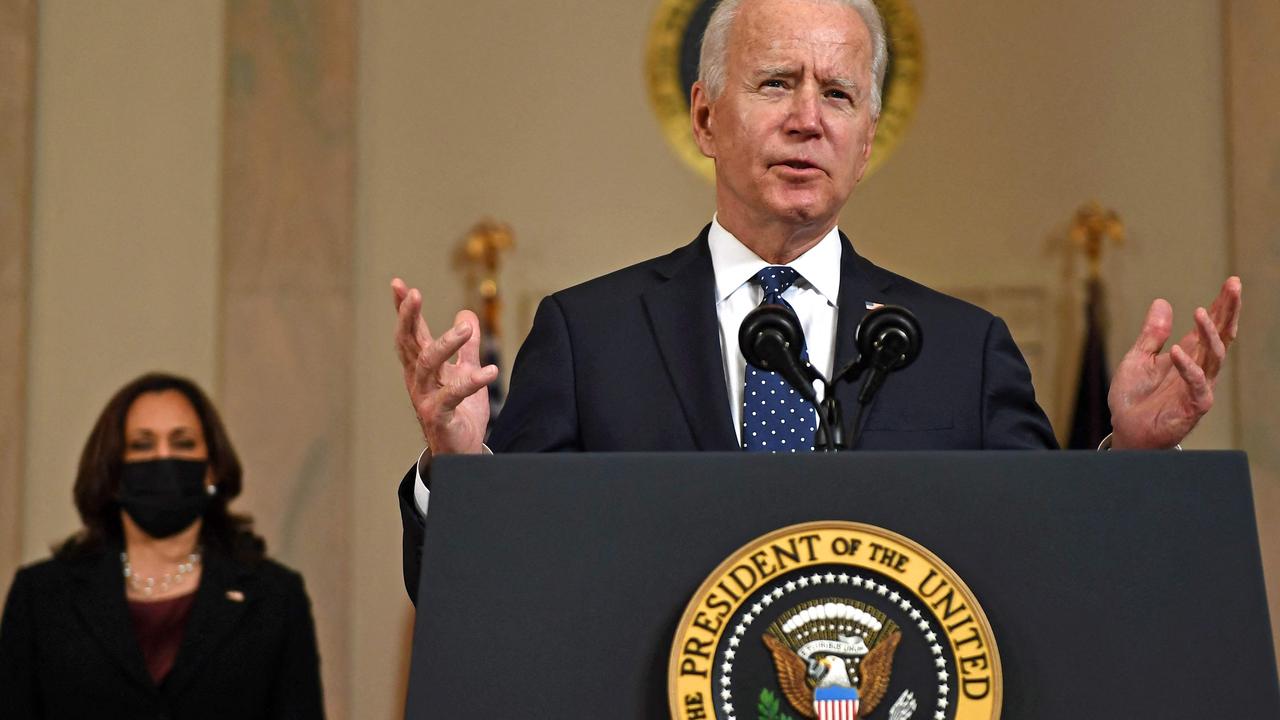 Joe Biden and Vice President Kamala Harris both addressed the nation. Picture: Brendan Smialowski/AFP