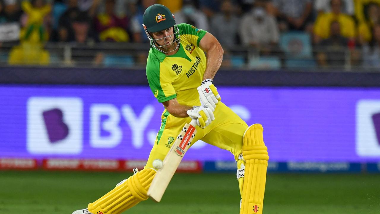 Mitch Marsh bashed a number of towering sixes on his way to a record-breaking knock. Picture: AFP