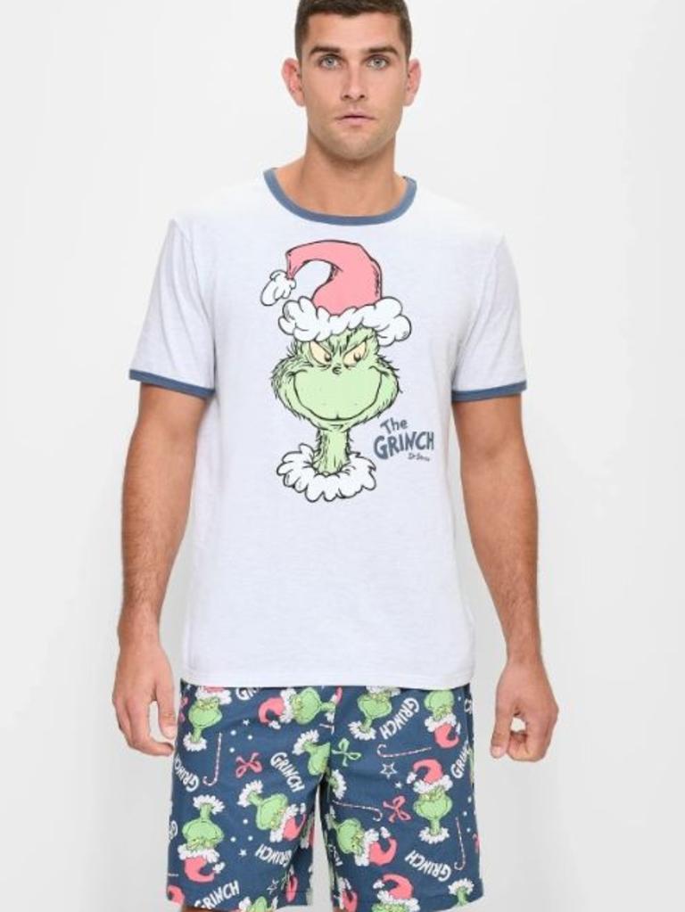 Matching family Christmas pjs starring the one and only Grinch, just $30 for adult sizes. Picture: Target