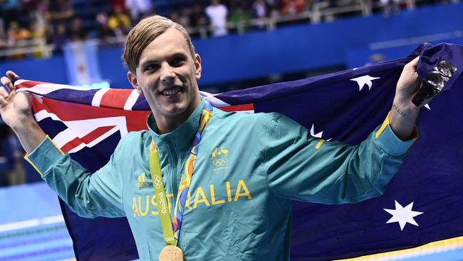 Australia's Kyle Chalmers after winning gold in the 100m freestyle.