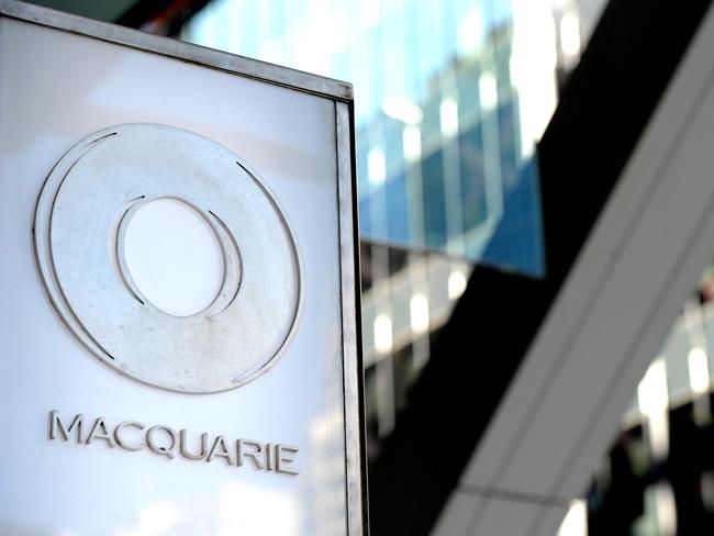 Macquarie Group signage is seen in Sydney, Friday, Sept. 11, 2015. (AAP Image/Joel Carrett) NO ARCHIVING