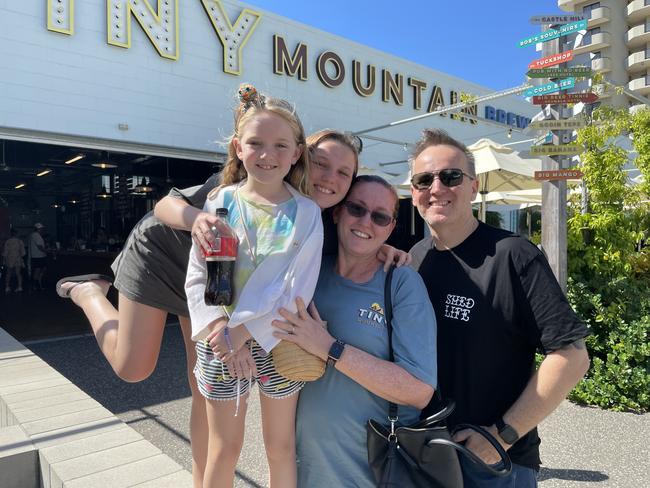 The Riley family - Faith, Harmony, Tina, Curtis - regularly visited Tiny Mountain Brewery. Picture: Leighton Smith.