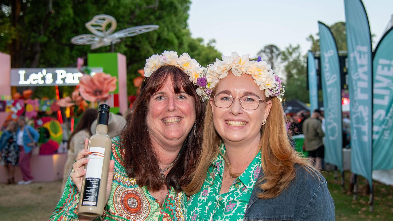 (From left) Jo Story and Dana Bradow. Toowoomba Carnival of Flowers Festival of Food and Wine. Saturday, September 14, 2024. Picture: Nev Madsen