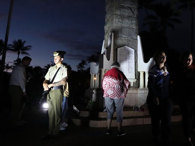 NEWS2019ELECTION 25/4/2019. DAY14/Job1ANZAC Day 2019The Prime Minister Scott Morrison and his wife Jenny attended the Dawn service in Townsville. Picture Gary Ramage