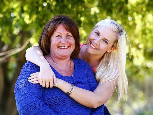 Mum and I in 2013 when I wrote about public waiting times on the Gold Coast. Mum had lost all her hair here so was wearing a wig for some of the photos. Picture: Brendan Radke