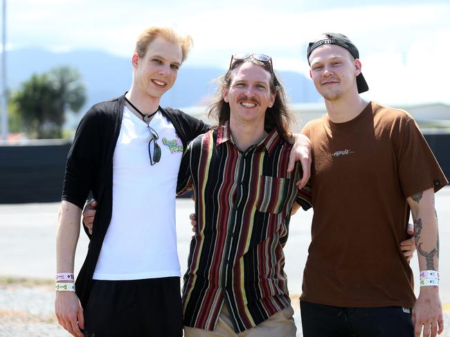 The Grass Is Greener music festival at the Cairns Showgrounds. Kyle Fox, Mitchell Sutherland and Adam Fenton. PICTURE: STEWART MCLEAN