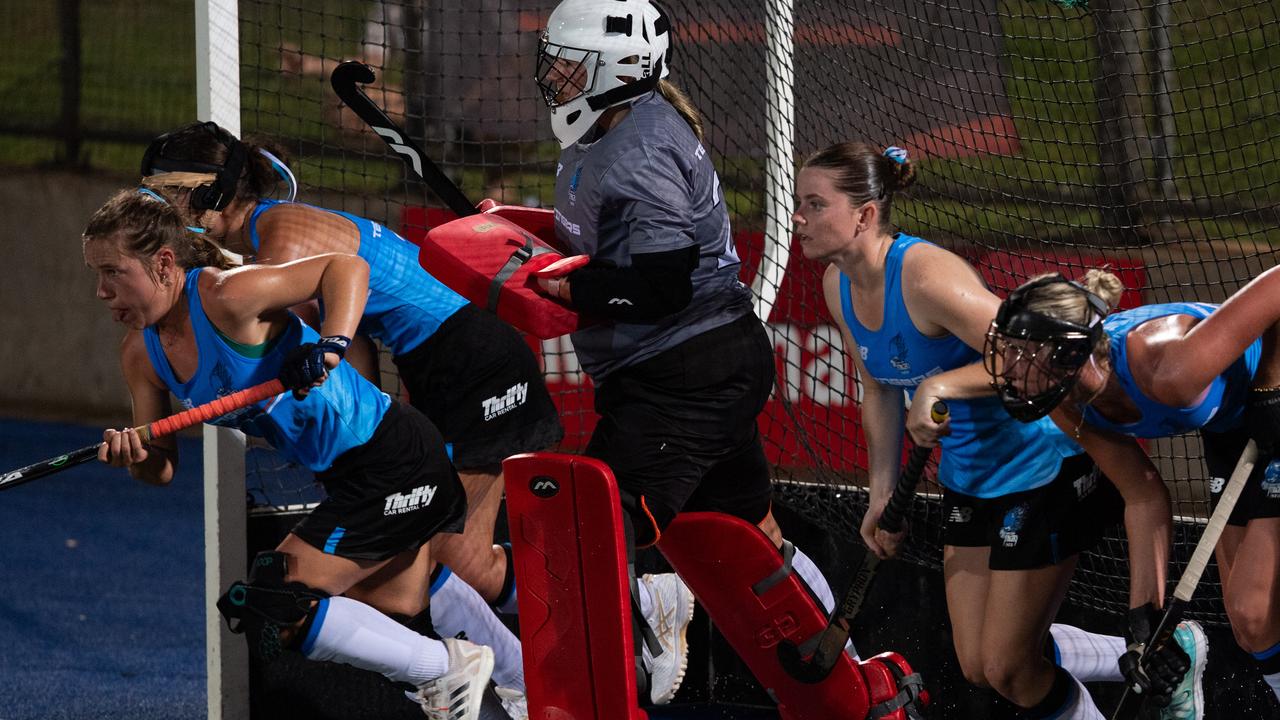 The first Festival of Hockey match between the Territory Stingers and Brisbane Blaze. Picture: Pema Tamang Pakhrin