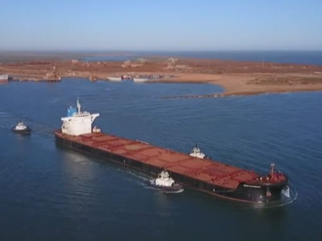 The Patricia Oldendorff is off Port Hedland. Picture: Nine.