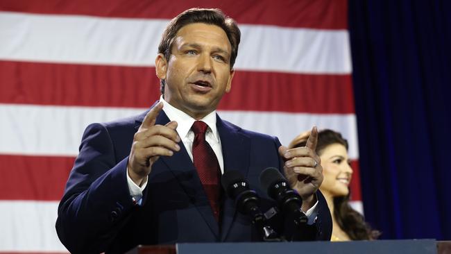 Florida Governor Ron DeSantis gives a victory speech after defeating Democratic gubernatorial candidate Rep. Charlie Crist. Picture: Getty Images/AFP.