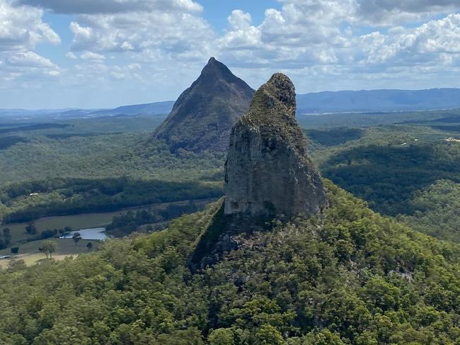 Mt Beerwah photo from the air, via RACQ Lifeflight rescue helicopter.