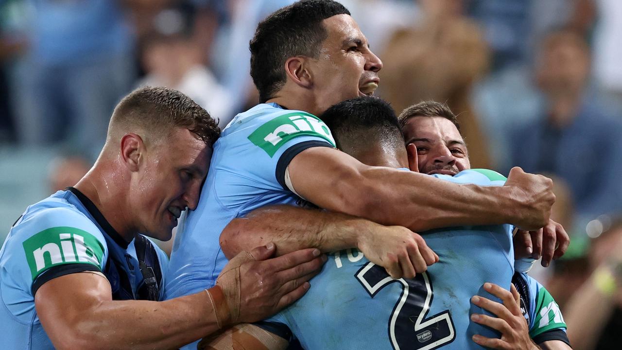 The NSW Blues celebrate.