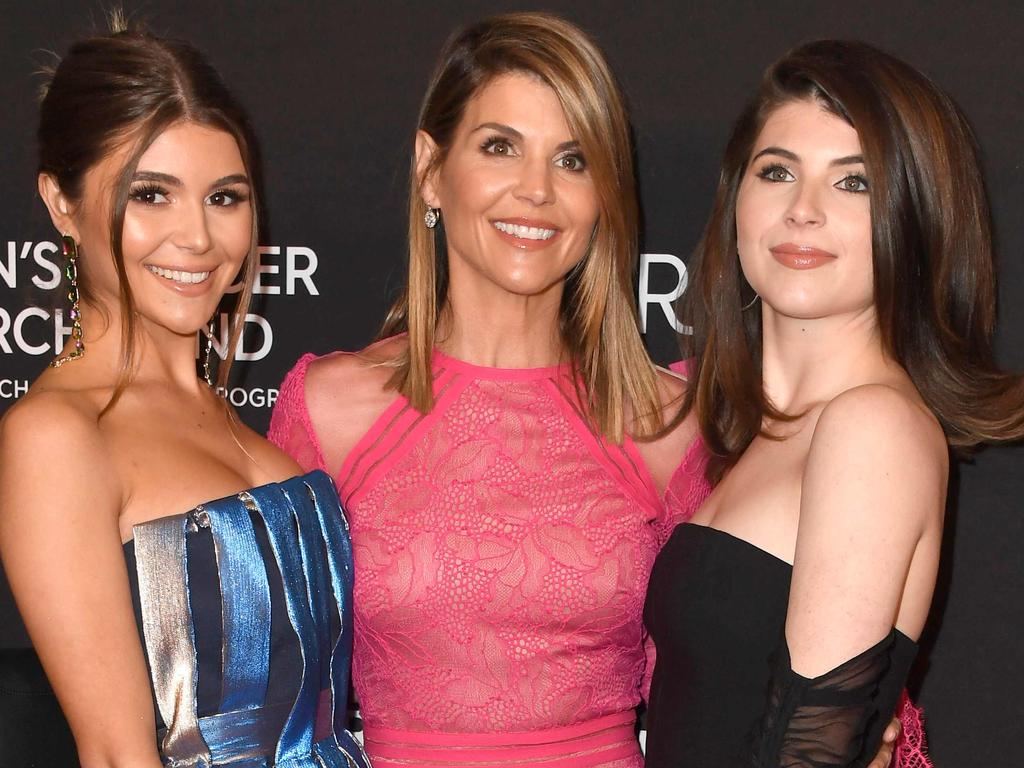 Lori Loughlin with daughters Olivia Jade Giannulli, left, and Isabella Rose Giannulli.  Picture:  AFP