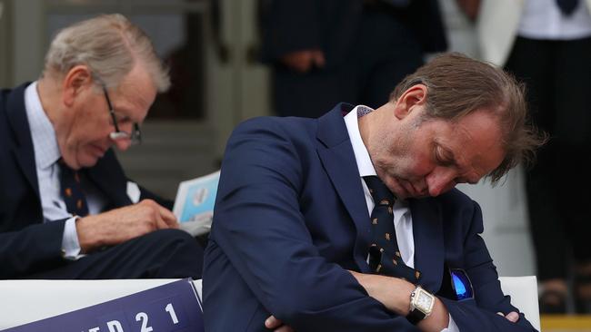 An MCC member is seen asleep on day three of the second Ashes Test. Picture: Getty