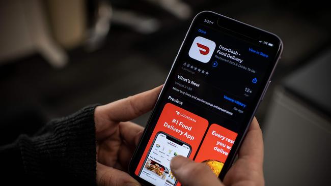 The DoorDash app on an iPhone. Picture: Eric BARADAT / AFP