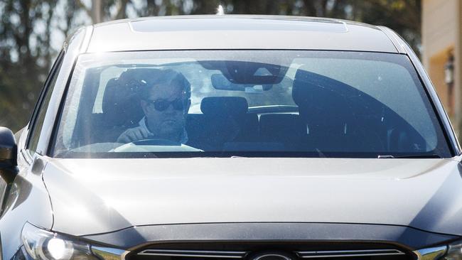 Former NSW trade minister Stuart Ayres leaving his western Sydney home in Mulgoa on Wednesday. Picture: David Swift