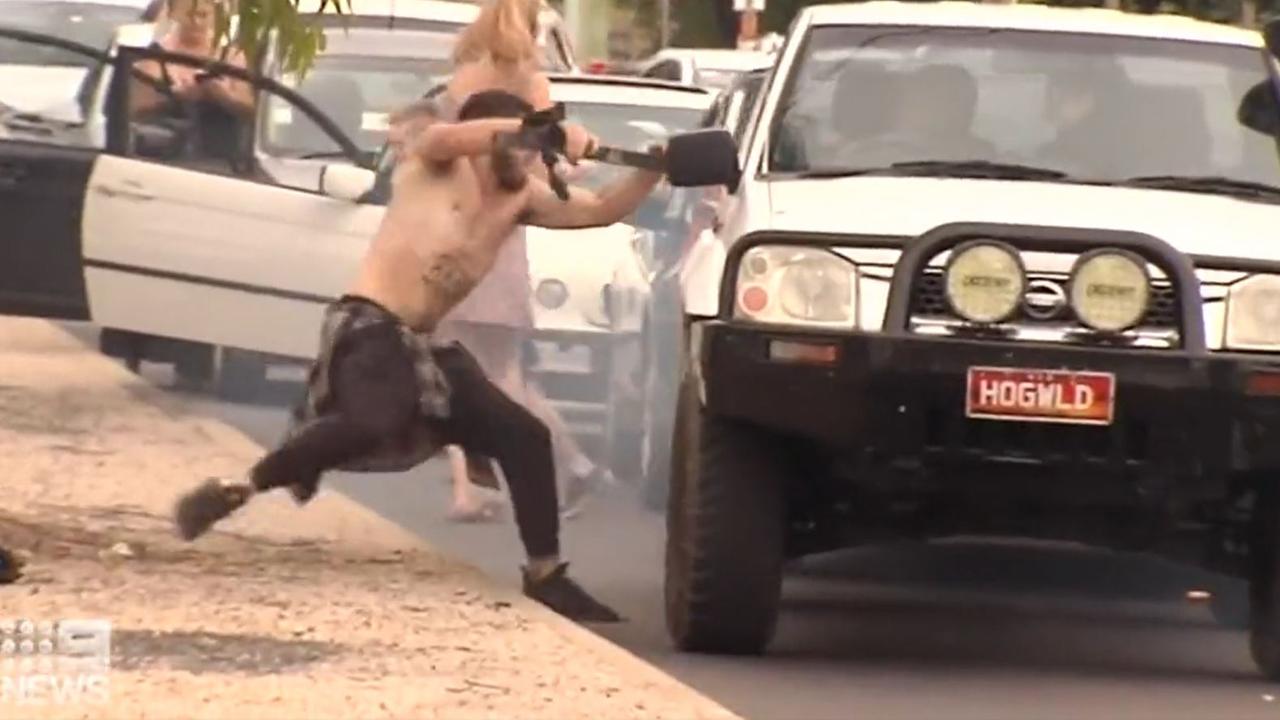 A 21-year-old man (above) has been arrested after a violent road rage brawl unfolded in front of a group of children during school pick-up in Melbourne