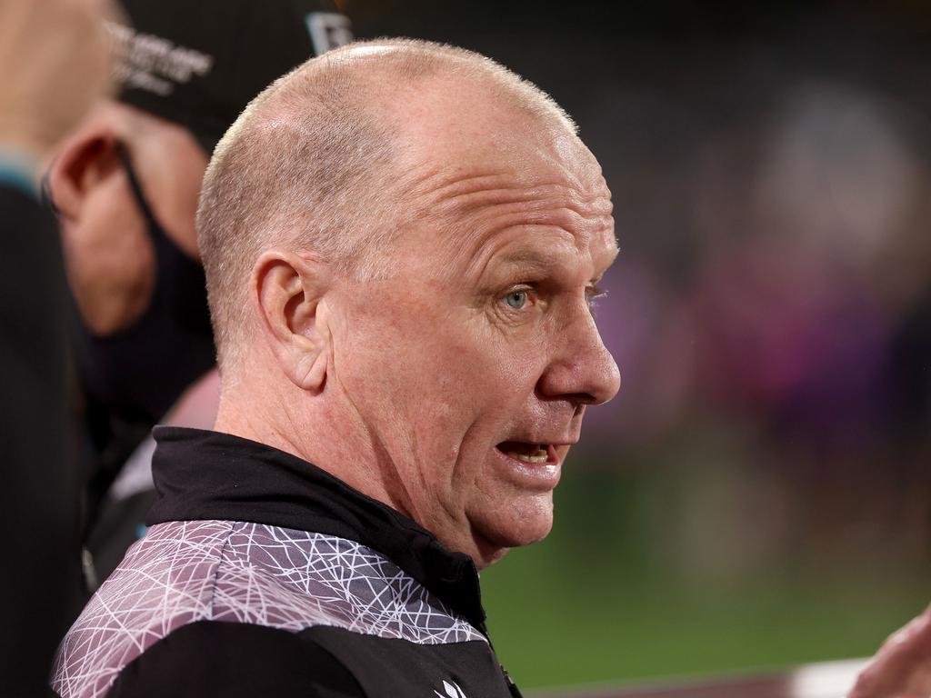 Does Ken Hinkley need his side to make the grand final to keep the wolves at bay? Picture: AFL Photos/Getty Images