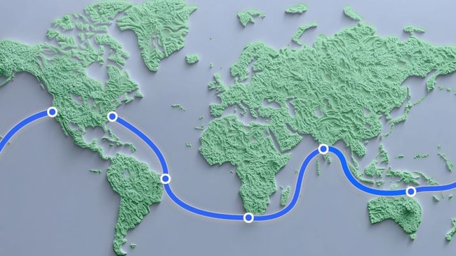 The cable will be the longest in the world to use a 24 fibre-pair system, reaching 50,000km, longer than the Earth’s circumference. Picture: Meta