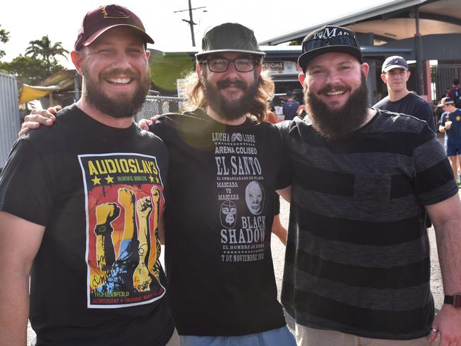 Scott Boswood, Sam Headon and Scott Headon at the CQ Capras home games at Rockhamptonâ€™s Browne Park on March 26, 2022.