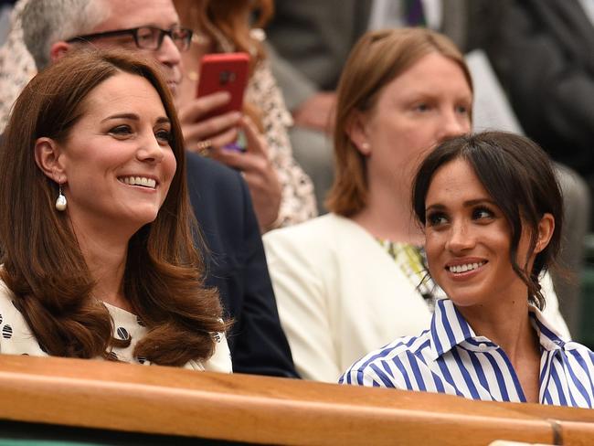 Serena Williams will be cheered on by pals Meghan and Kate during the Wimbledon ladies final. Picture: AFP/Oli SCARFF.