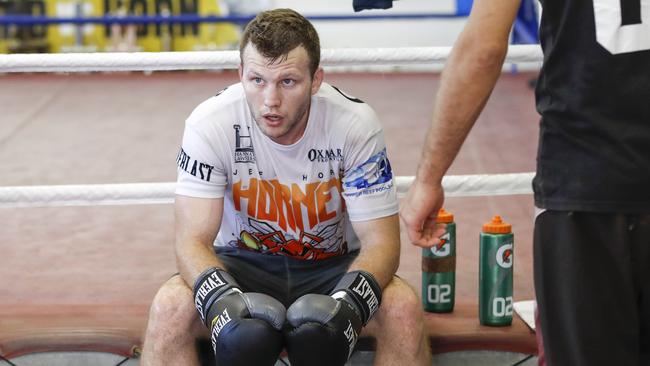 Jeff Horn during a raining session ahead of his fight against Gary Corcoran.
