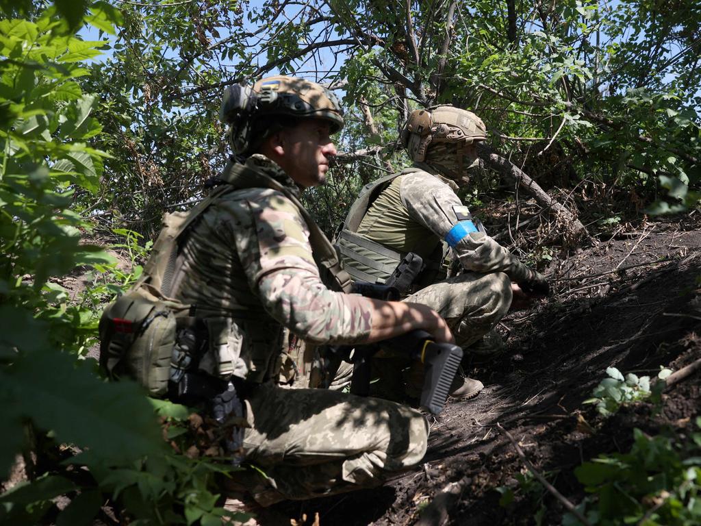 Ukrainian servicemen of 22nd mechanised brigade operate at a recaptured position near Klyshchiivka village, south of Bakhmut, Donetsk region. Picture: AFP