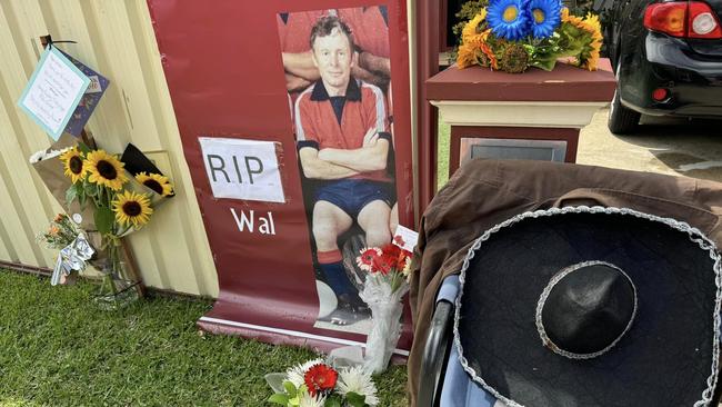 Tributes placed outside Walter 'Wal' Graves’ Birkdale home following his passing.