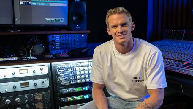 Cody Simpson in the studio recording his episode for Audible’s Sleep Sound podcast series.