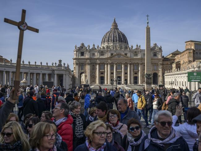 Faithful visit St Peter's Square as Pope Francis is in hospital with pneumonia, on February 23, 2025 in Rome, Italy. Picture: Getty Images