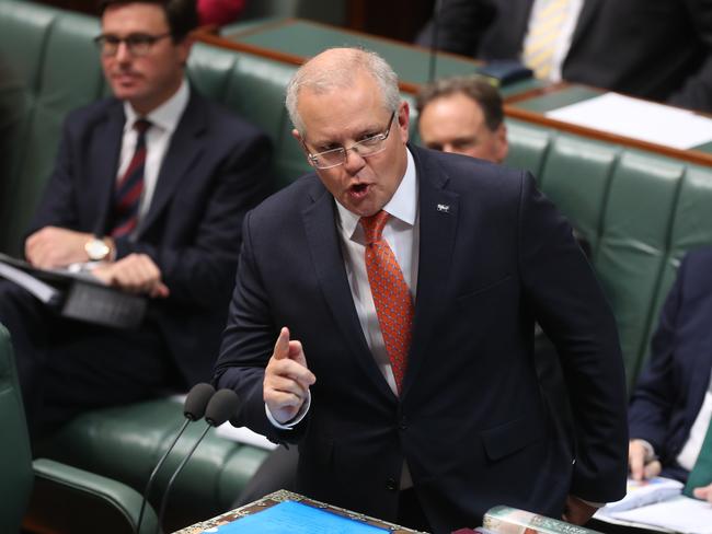 PM Scott Morrison during Question Time in the House of Representatives Chamber, at Parliament House in Canberra. Picture Kym Smith