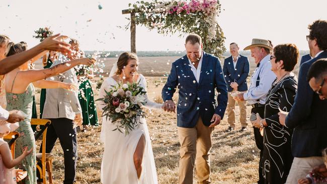 Hollie and Jono Armstrong's stunning outback wedding in Comet, Queensland. Pictures: Edwina Robertson Photography