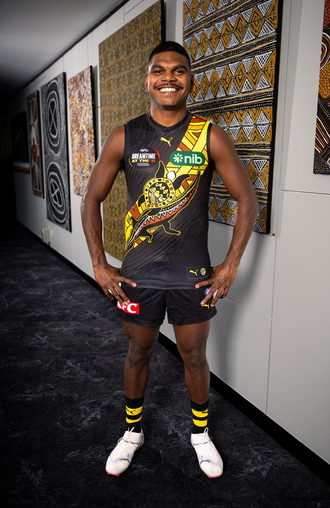 Maurice Rioli Jr in the club's Maurice Rioli Centre, named in his father's honour. Picture: Richmond FC