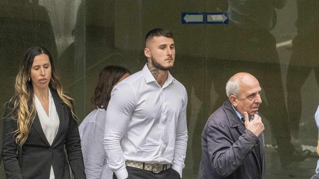 NRL player Bronson Xerri at brother Troy’s court appearance today. Pic: Simon Bullard/April 22/2022.