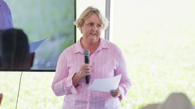 Property owner Liza Balmain speaking at the Protecting Prime Ag Land soil symposium, 2023. Picture: Kevin Farmer