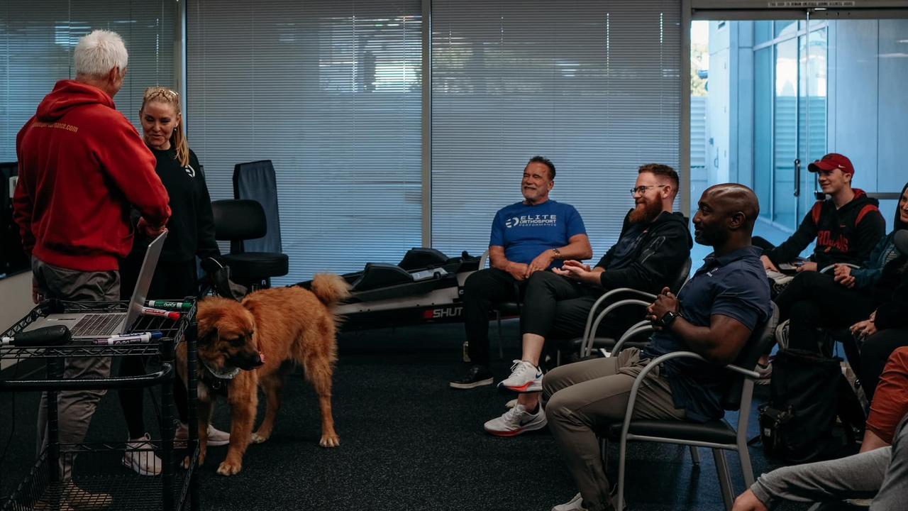 Former Toowoomba local Tim Gabbett was shocked when Arnold Schwarzenegger turned up to his Train Smarter and Harder LA session recently. Wednesday, February 15, 2023. Picture: Facebook.