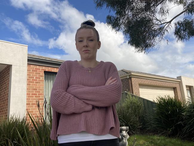 Ballarat woman Zoe Lee Buhler outside her home.