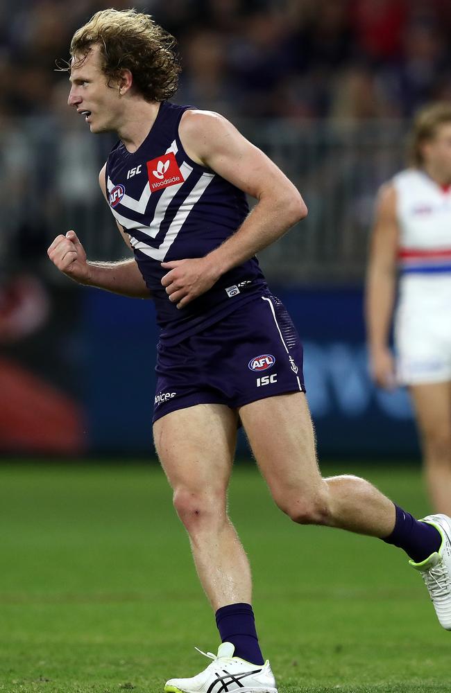 David Mundy celebrated his 300th game with a win over the Dogs. Picture: Gary Day (AAP).